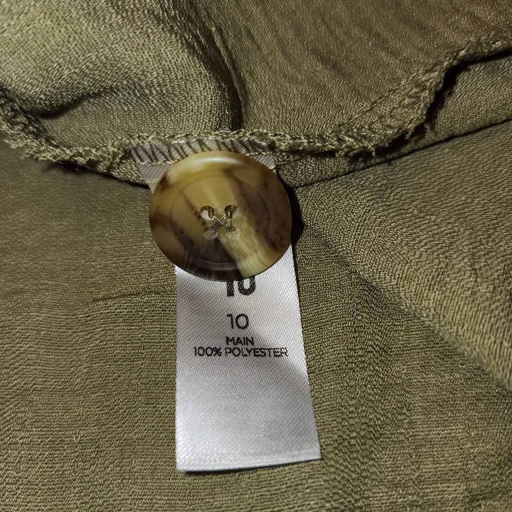 Sainsbury Olive Green V-neck Half Sleeve Blouse Size 10 - Picture 9 of 11